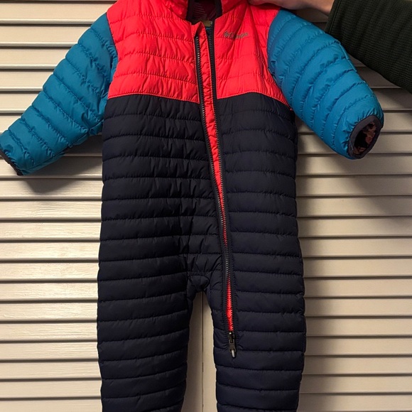 Columbia Pink and Blue Reversible Hooded Snowsuit - Picture 3 of 5